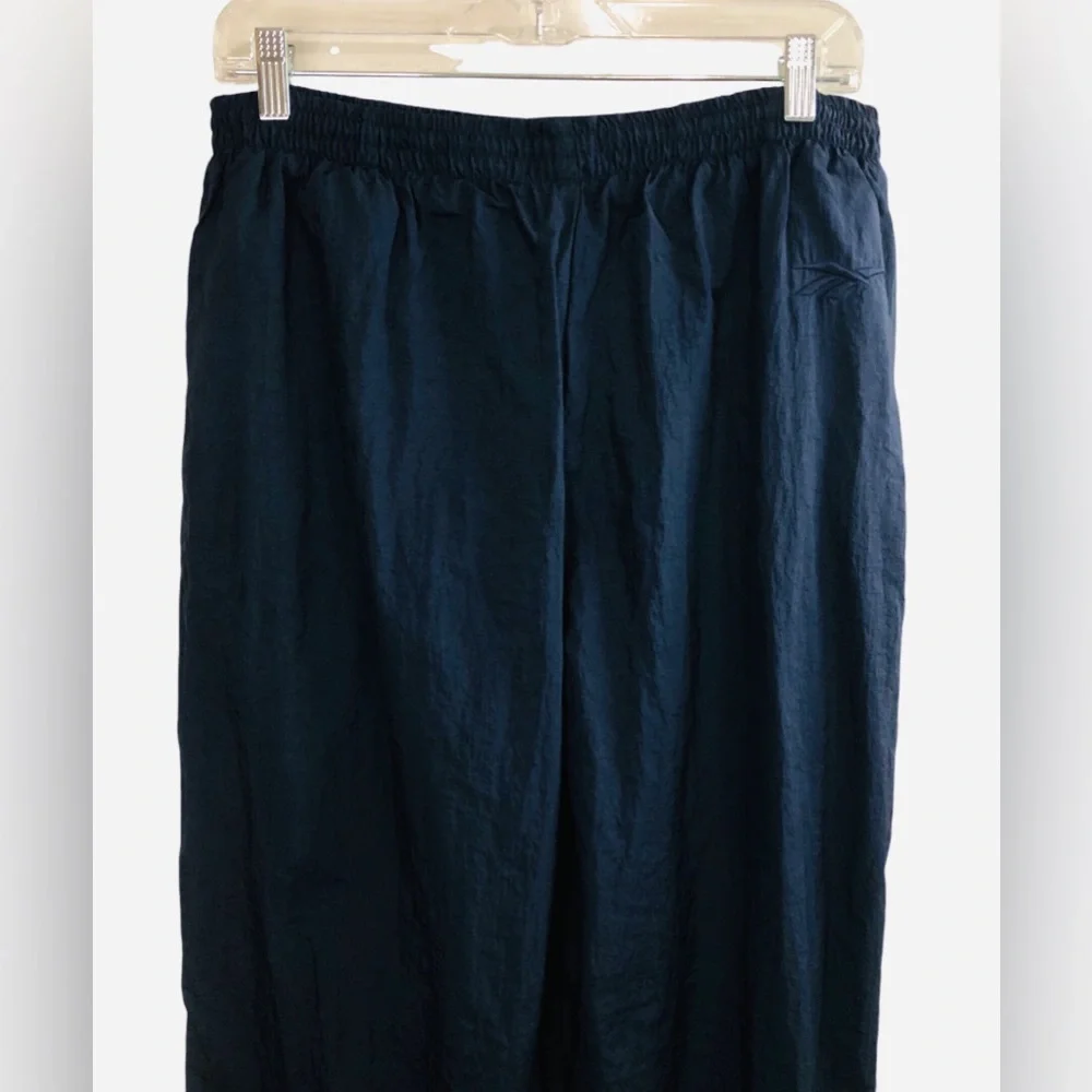 Vintage 90’s Y2K Reebok Lined Ankle Zip Joggers Athletic Track Pants Navy Unisex